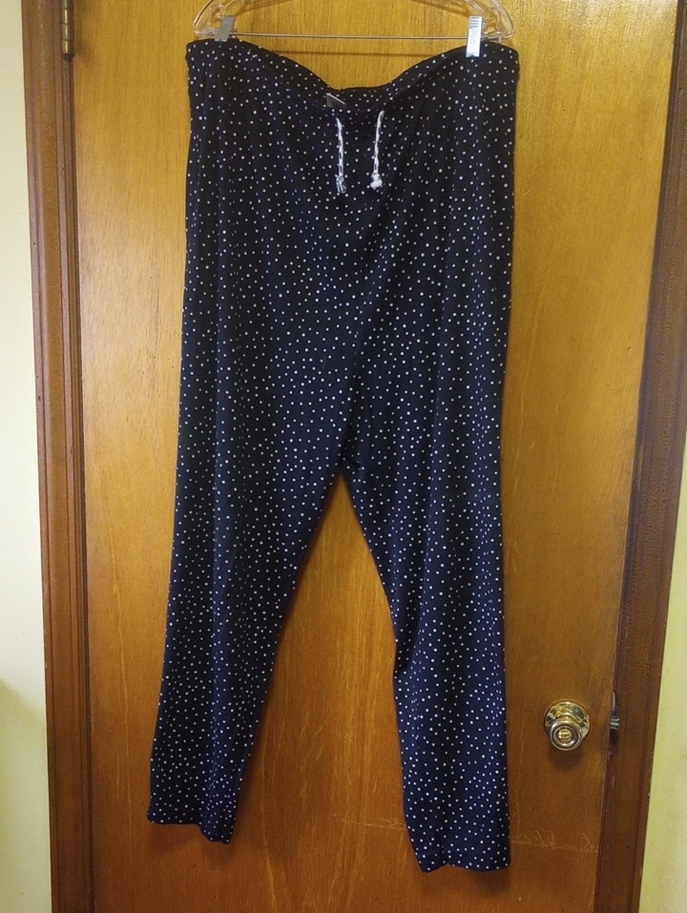 Simple Addition Plus Size Casual Comfy Black & White Polka Dot Pants, Sz 26W-40